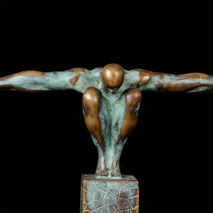 Brass The Olympic Swimmer Sculpture Antique Finish Decorative Showpiece 27 Inch by vendor-unknown - Decor (View 2)