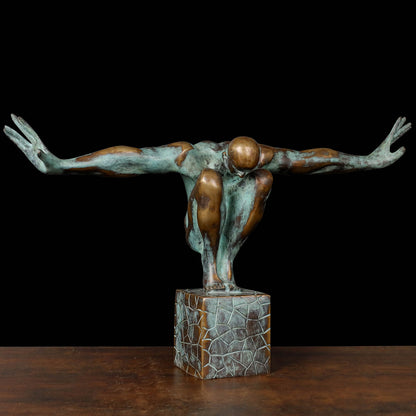 Brass The Olympic Swimmer Sculpture Antique Finish Decorative Showpiece 27 Inch by vendor-unknown - Decor (View 3)
