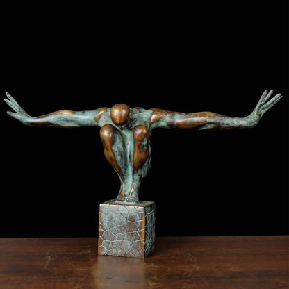 Brass The Olympic Swimmer Sculpture Antique Finish Decorative Showpiece 27 Inch by vendor-unknown - Decor (View 4)