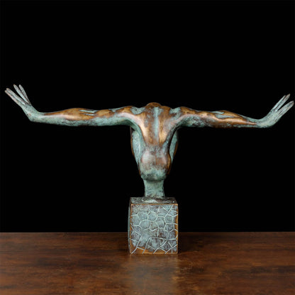 Brass The Olympic Swimmer Sculpture Antique Finish Decorative Showpiece 27 Inch by vendor-unknown - Decor (View 5)