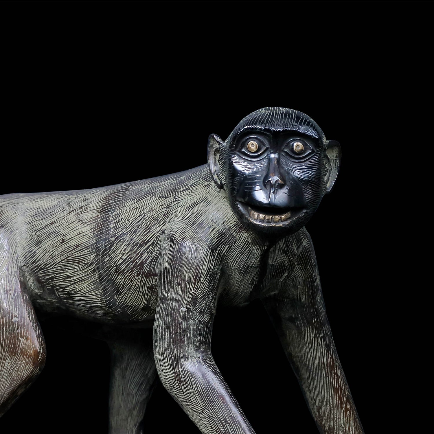 Brass Monkey Statue Sculpture Antique Finish For Decor Showpiece 20 Inch - Image 2