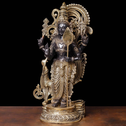 Brass Fine Kartikeya Murugan Swamy Idol Standing With Peacock 20 Inch by vendor-unknown - Hindu Gods (View 4)
