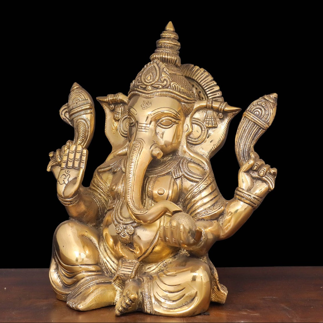 Brass Ganesha Idol For Home Decor Showpiece 1 Feet - Image 4