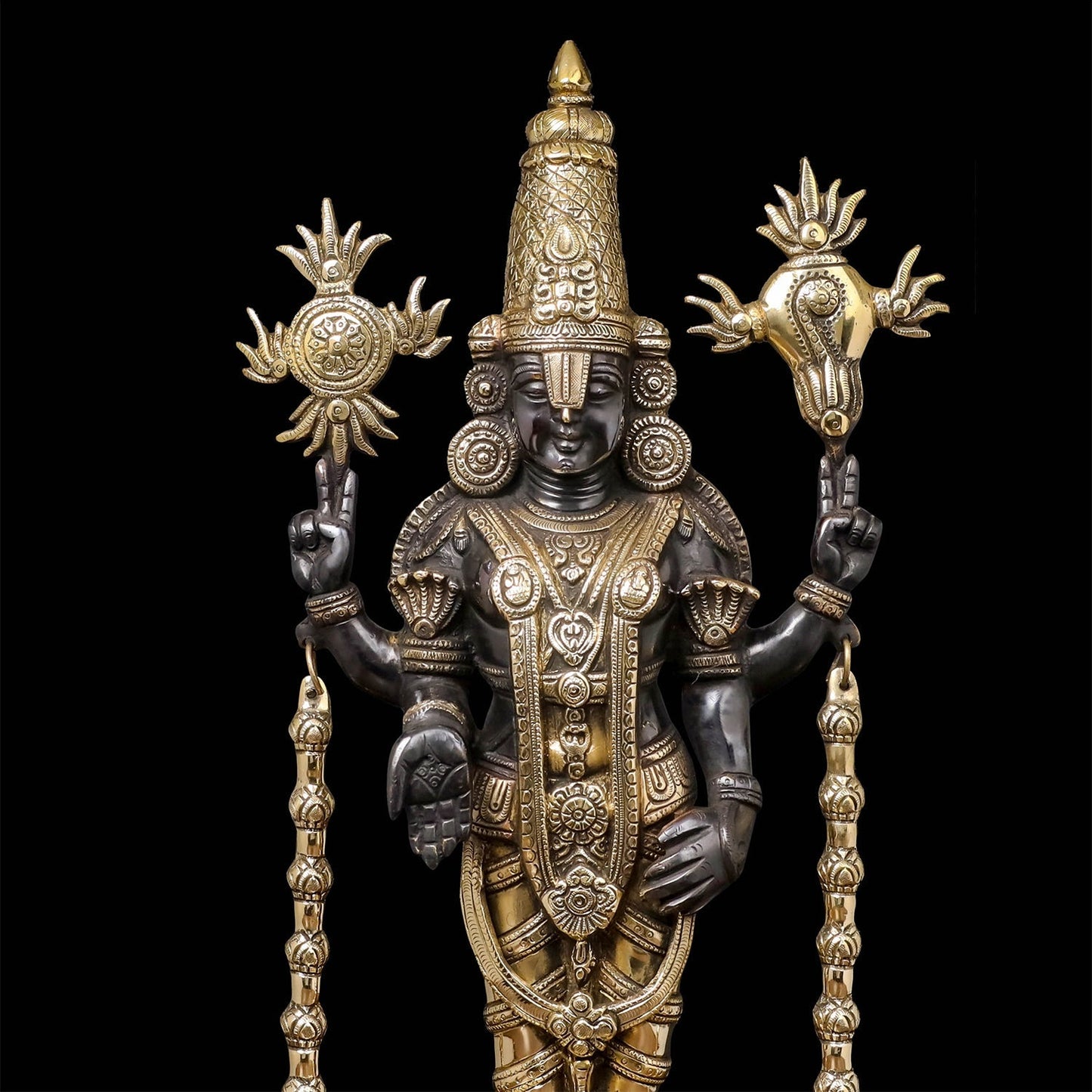 Brass Tirupati Balaji Idol Lord Venkateshwara Antique Finish 2 Feet