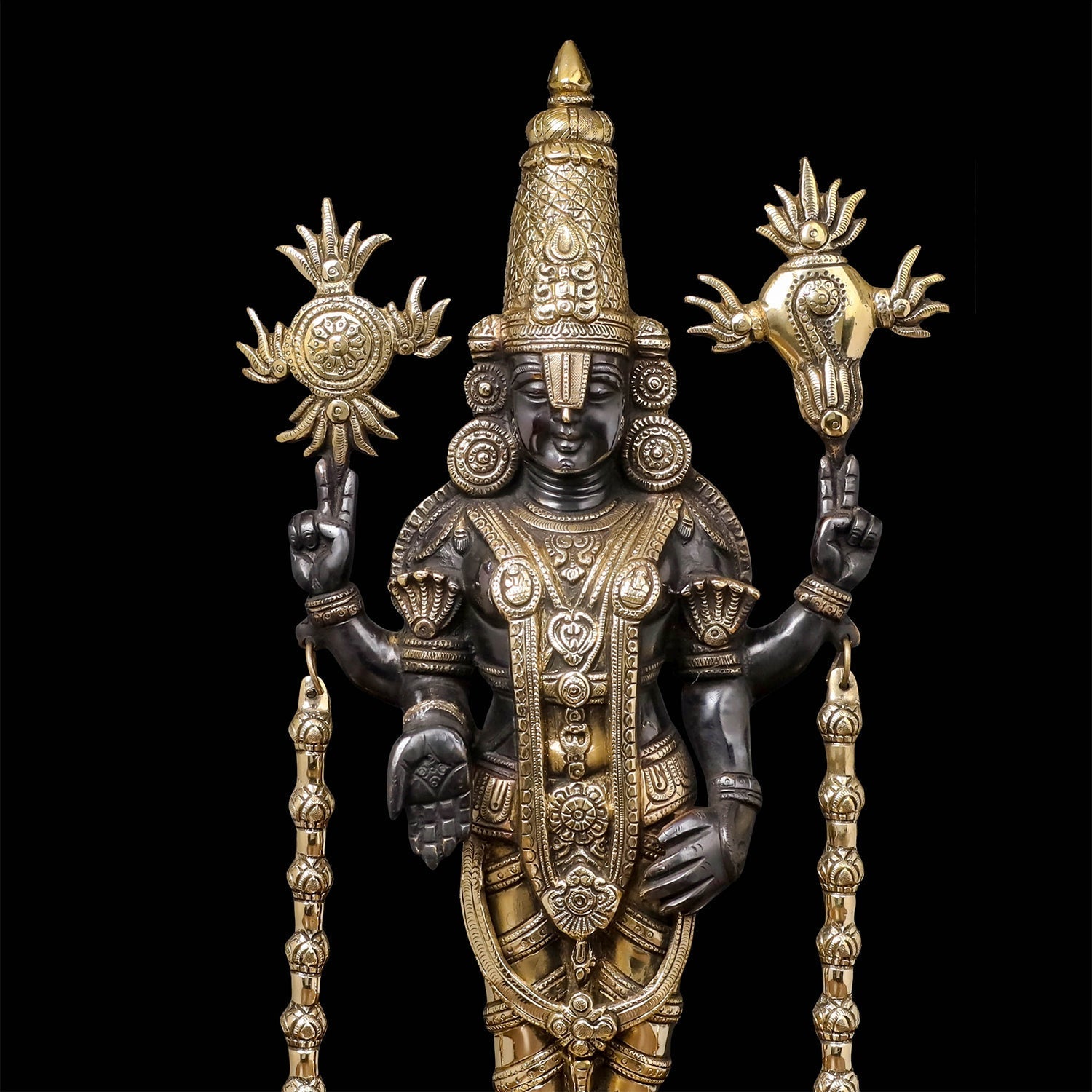 Brass Tirupati Balaji Idol Lord Venkateshwara Antique Finish 2 Feet - Image 2