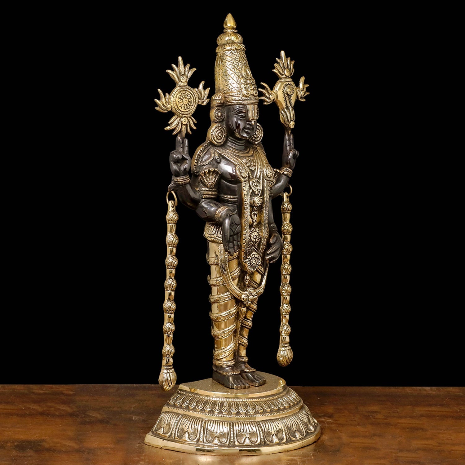 Brass Tirupati Balaji Idol Lord Venkateshwara Antique Finish 2 Feet - Image 4