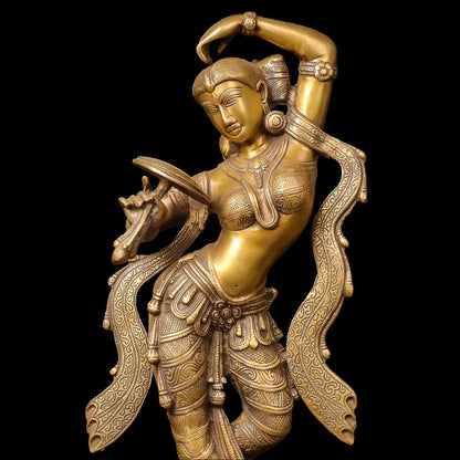 Brass Young Lady Applying Vermilion (A Sculpture Inspired by Khajuraho) 2 Feet by vendor-unknown - Decor (View 2)