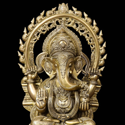 Brass Ganesha Statue With Frame For Home Decor 21 Inches by vendor-unknown - Hindu Gods (View 2)