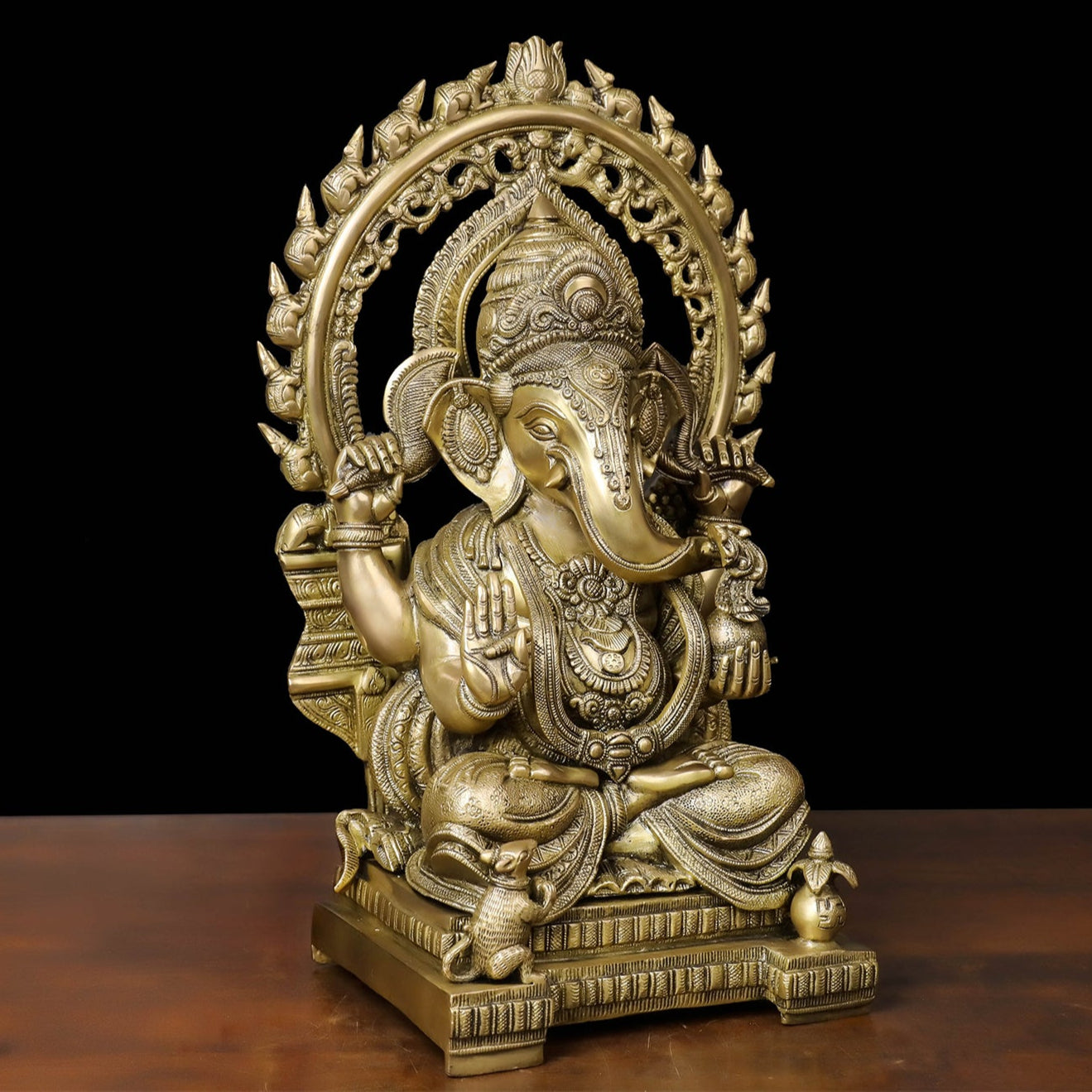 Brass Ganesha Statue With Frame For Home Decor 21 Inches - Image 3