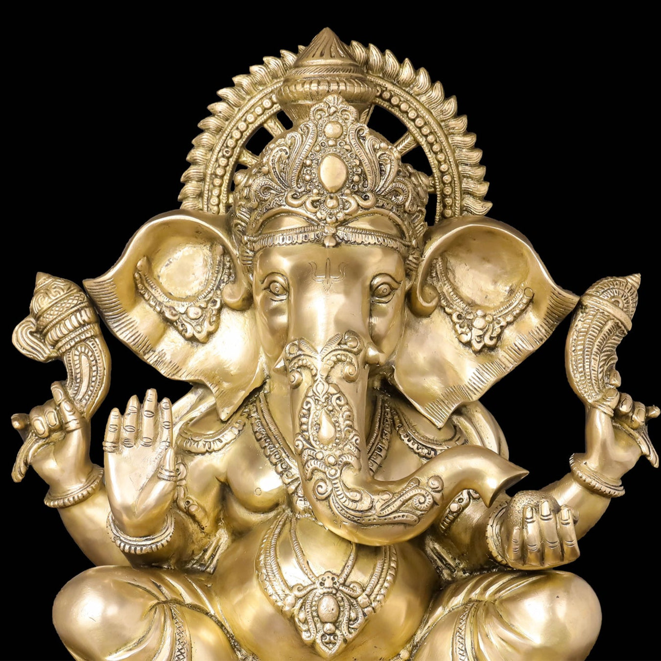 Brass Ganesha Statue Antique Finish For Home Decor 2 Feet - Image 2