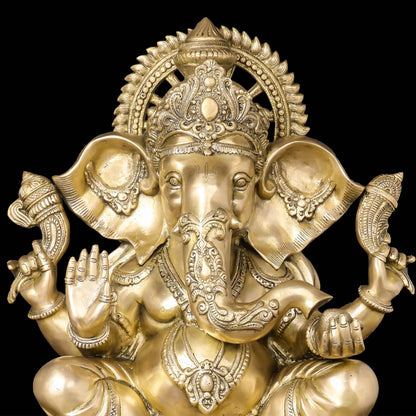 Brass Ganesha Statue Antique Finish For Home Decor 2 Feet by vendor-unknown - Hindu Gods (View 2)