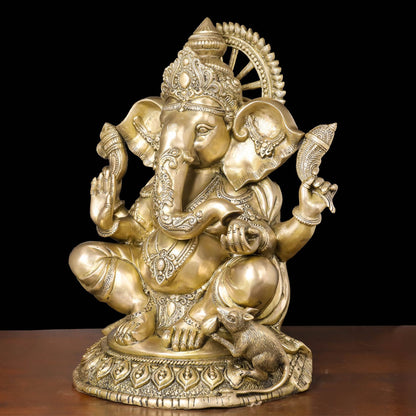 Brass Ganesha Statue Antique Finish For Home Decor 2 Feet by vendor-unknown - Hindu Gods (View 4)