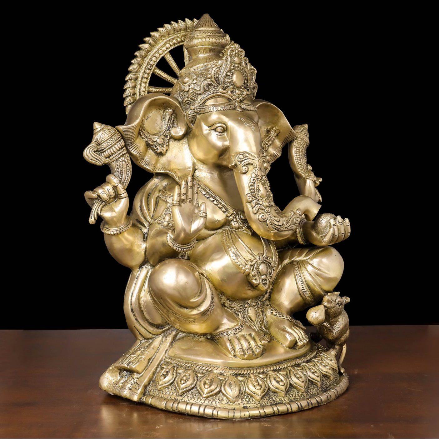 Brass Ganesha Statue Antique Finish For Home Decor 2 Feet - Image 3
