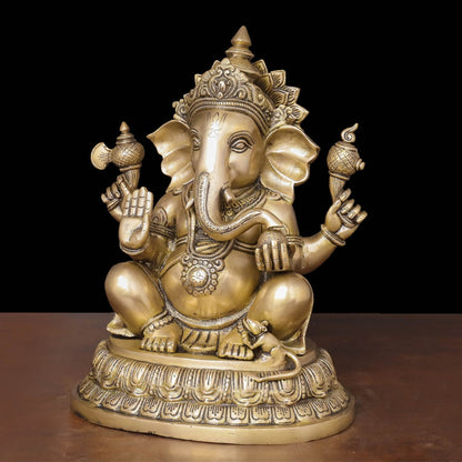 Brass Lord Ganesha Statue For Home Decor 14 Inches by vendor-unknown - Hindu Gods (View 4)