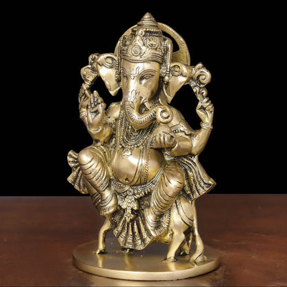 Brass Ganesha Idol Seated On Ret For Home Temple Decor 10 Inch by vendor-unknown - Hindu Gods (View 4)