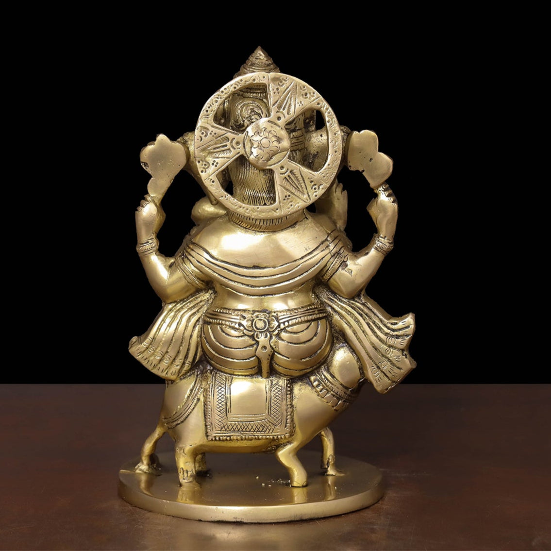 Brass Ganesha Idol Seated On Ret For Home Temple Decor 10 Inch