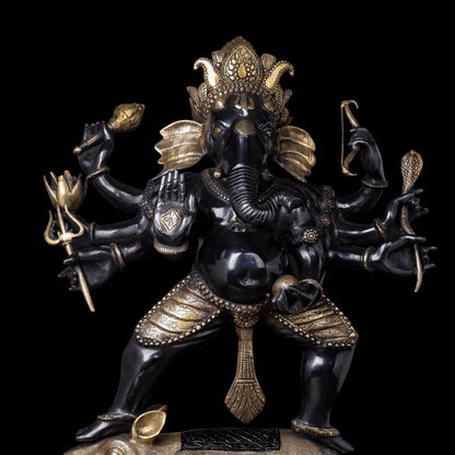 Brass Dancing Ganesha Standing on Ret Black Patina Finish 26 Inches by vendor-unknown - Hindu Gods (View 2)