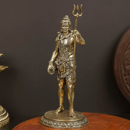Brass Superfine Lord Shiva Idol Mahadev For Home Office Decor 8 Inches by vendor-unknown - Hindu Gods (View 5)