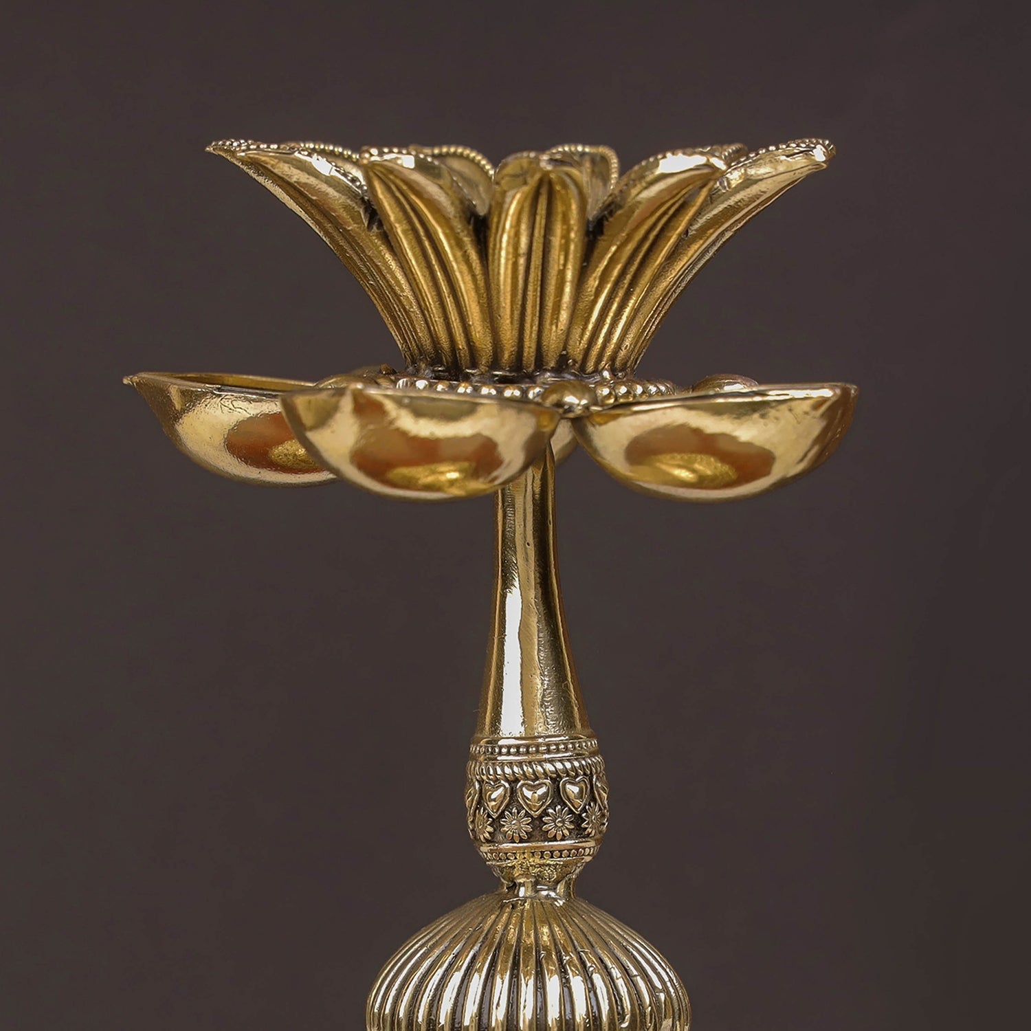 Brass Superfine Beautiful Lotus Diya Oil Lamp 6 Inch - Image 2