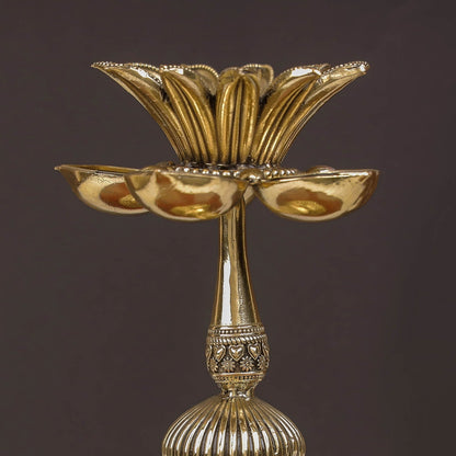 Brass Superfine Beautiful Lotus Diya Oil Lamp 6 Inch by vendor-unknown - Spiritual (View 2)