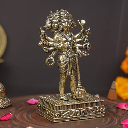 Brass Superfine Standing Panchmukhi Hanuman Idol 4.7 Inches by vendor-unknown - Hindu Gods (View 5)