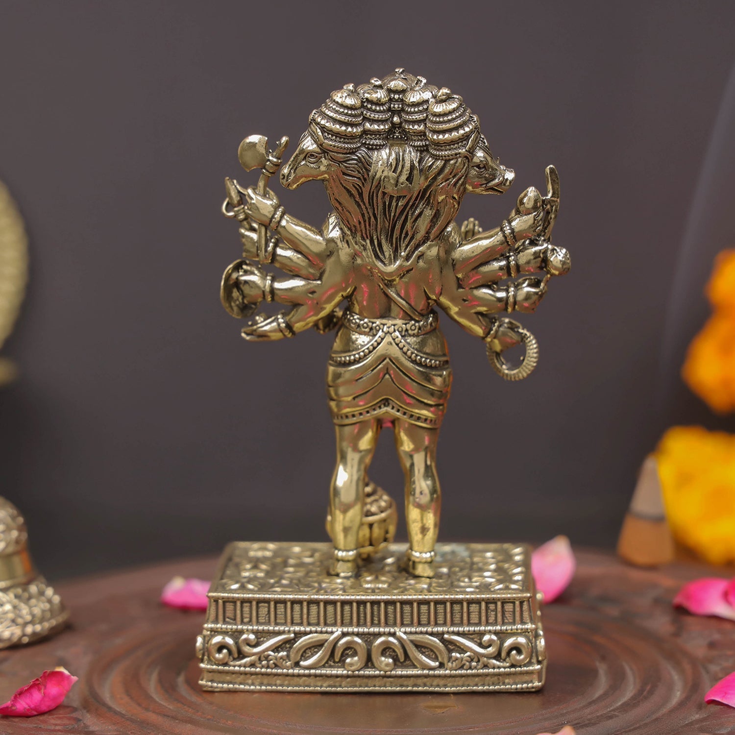 Brass Superfine Standing Panchmukhi Hanuman Idol 4.7 Inches - Image 6