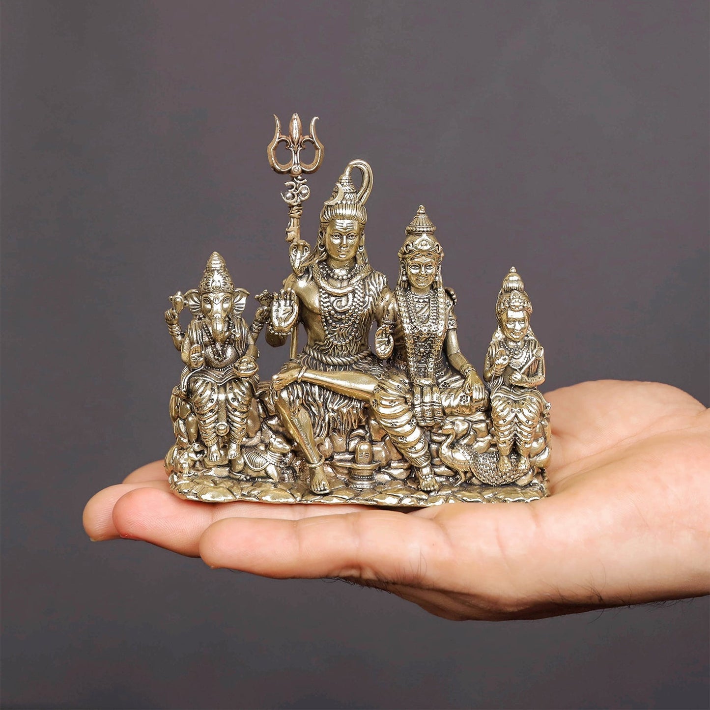 Brass Superfine Complete Shiv Parivar Idol 4 Inch