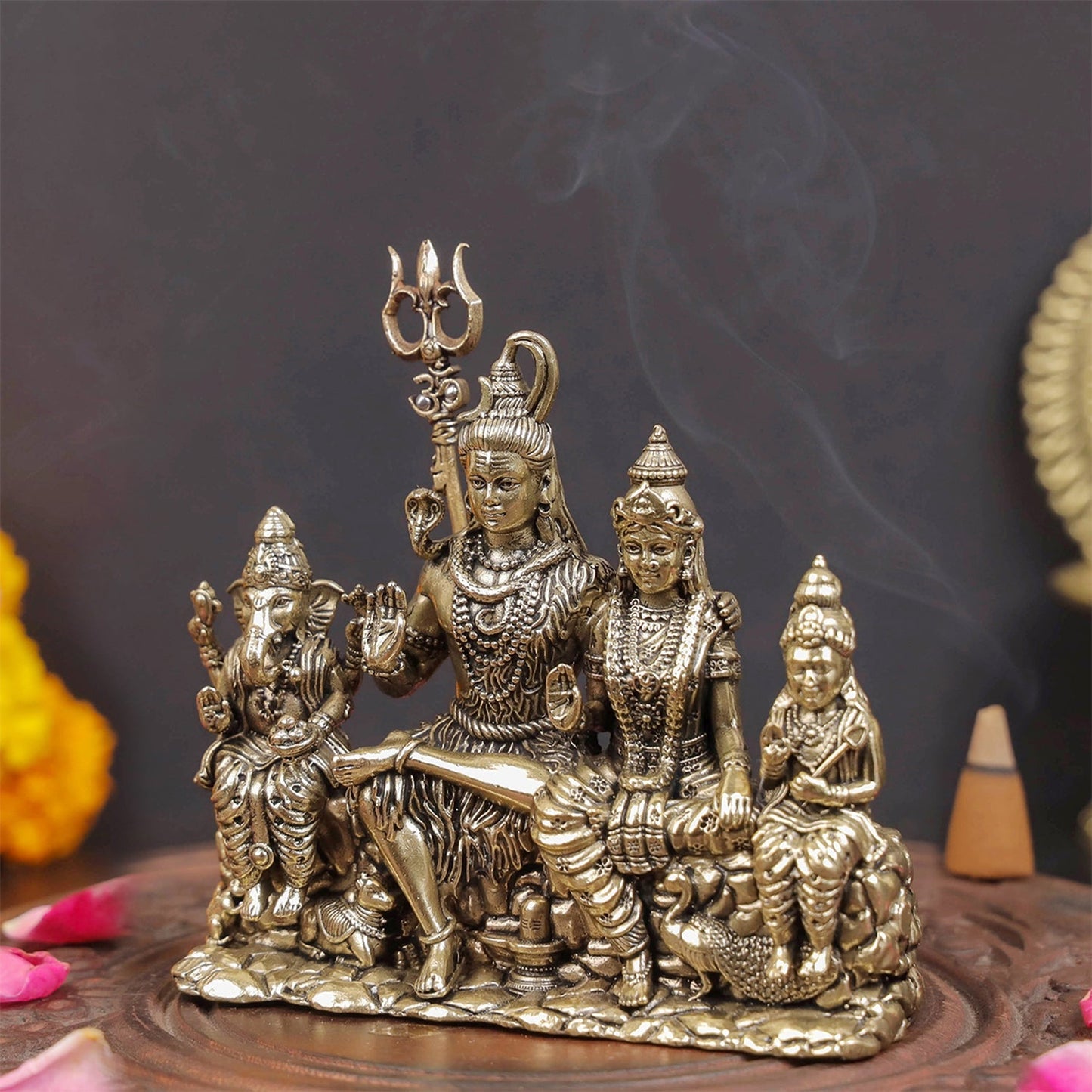 Brass Superfine Complete Shiv Parivar Idol 4 Inch