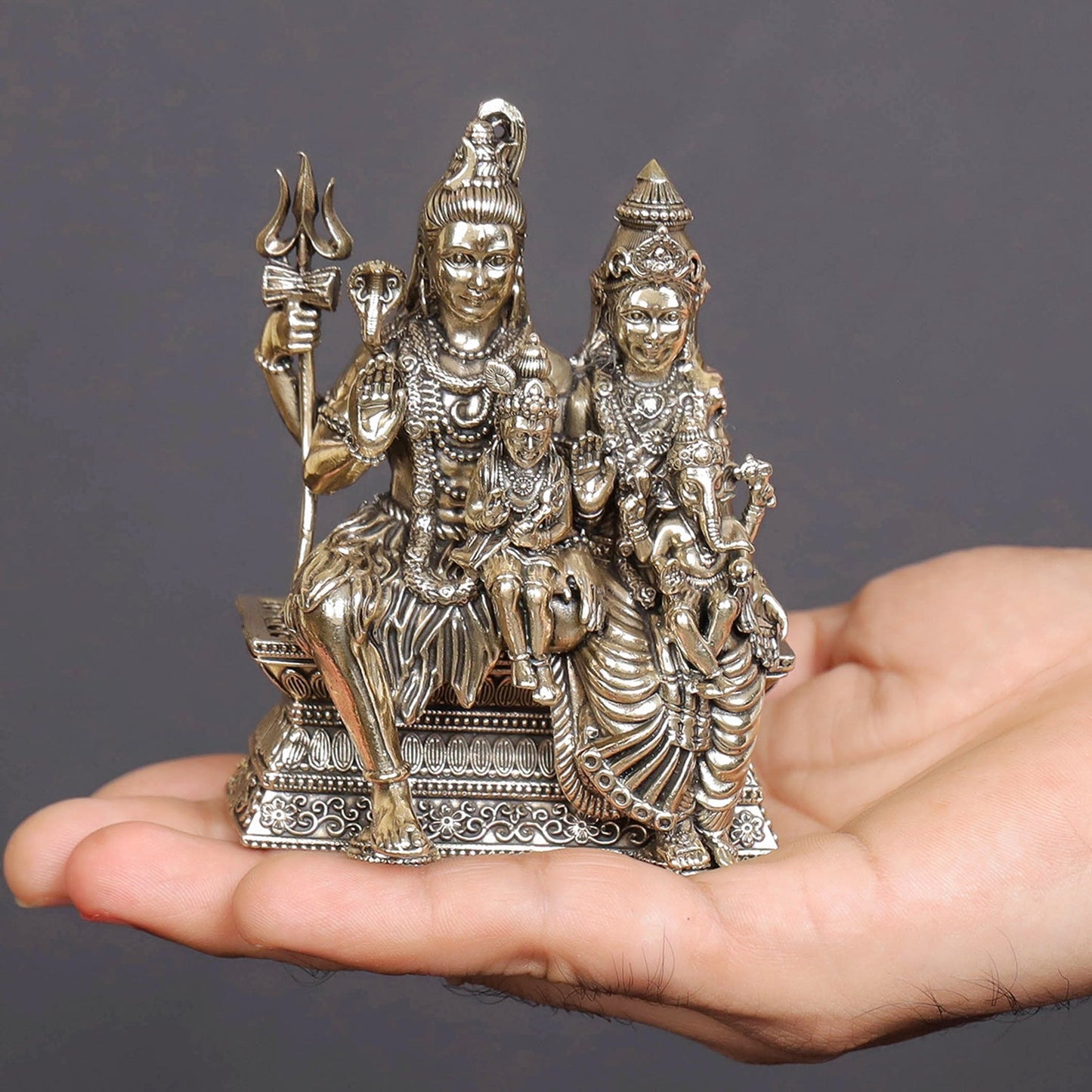 Brass Superfine Shiv Parivar Idol For Home Temple Decor 4 Inch