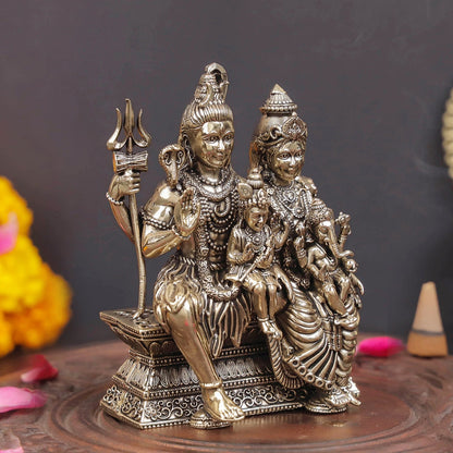 Brass Superfine Shiv Parivar Idol For Home Temple Decor 4 Inch by vendor-unknown - Hindu Gods (View 5)