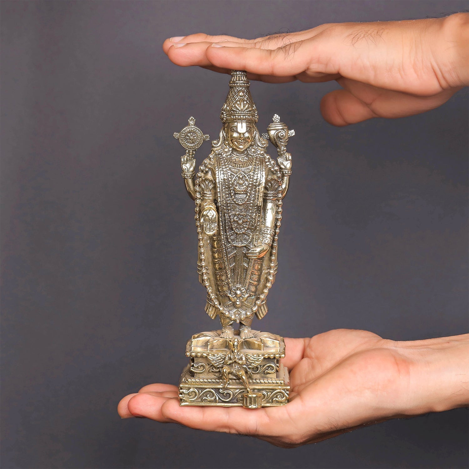 Brass Superfine Lord Tirupati Balaji Idol Venkateshvara Swamy 8 Inch - Image 3