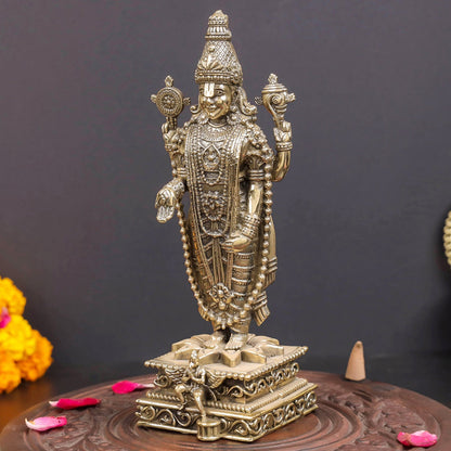 Brass Superfine Lord Tirupati Balaji Idol Venkateshvara Swamy 8 Inch by vendor-unknown - Hindu Gods (View 4)