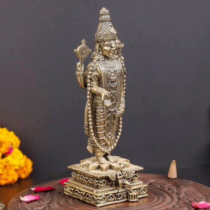 Brass Superfine Lord Tirupati Balaji Idol Venkateshvara Swamy 8 Inch by vendor-unknown - Hindu Gods (View 5)