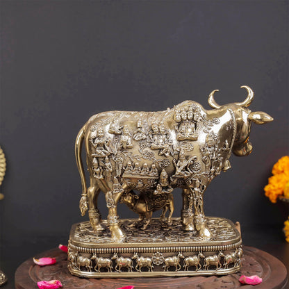Brass Superfine Kamadhenu Cow with Engraved Gods and Goddesses 6 Inches by vendor-unknown - Spiritual (View 6)
