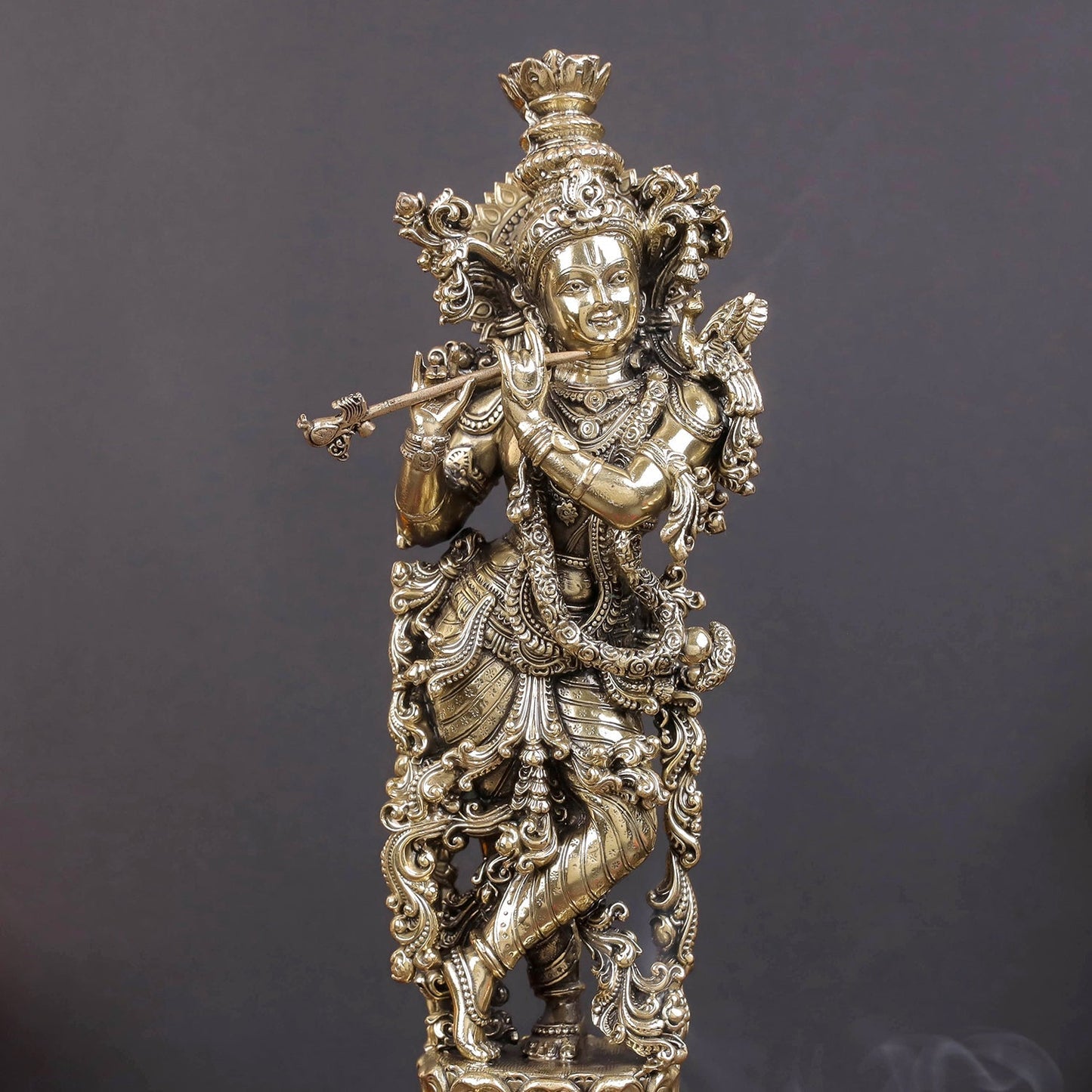 Brass Antique Lord Krishna Idol 10"