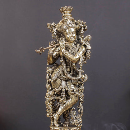 Brass Antique Lord Krishna Idol 10" by vendor-unknown - Hindu Gods (View 2)