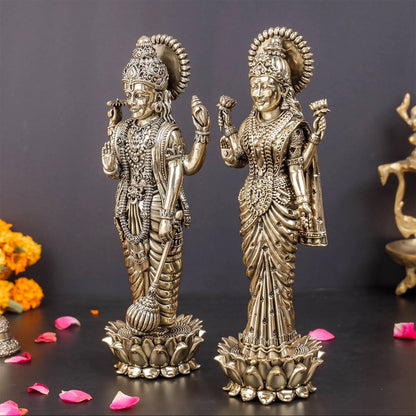 Brass Superfine Standing Vishnu Lakshmi Idol 10 Inches by vendor-unknown - Hindu Gods (View 4)