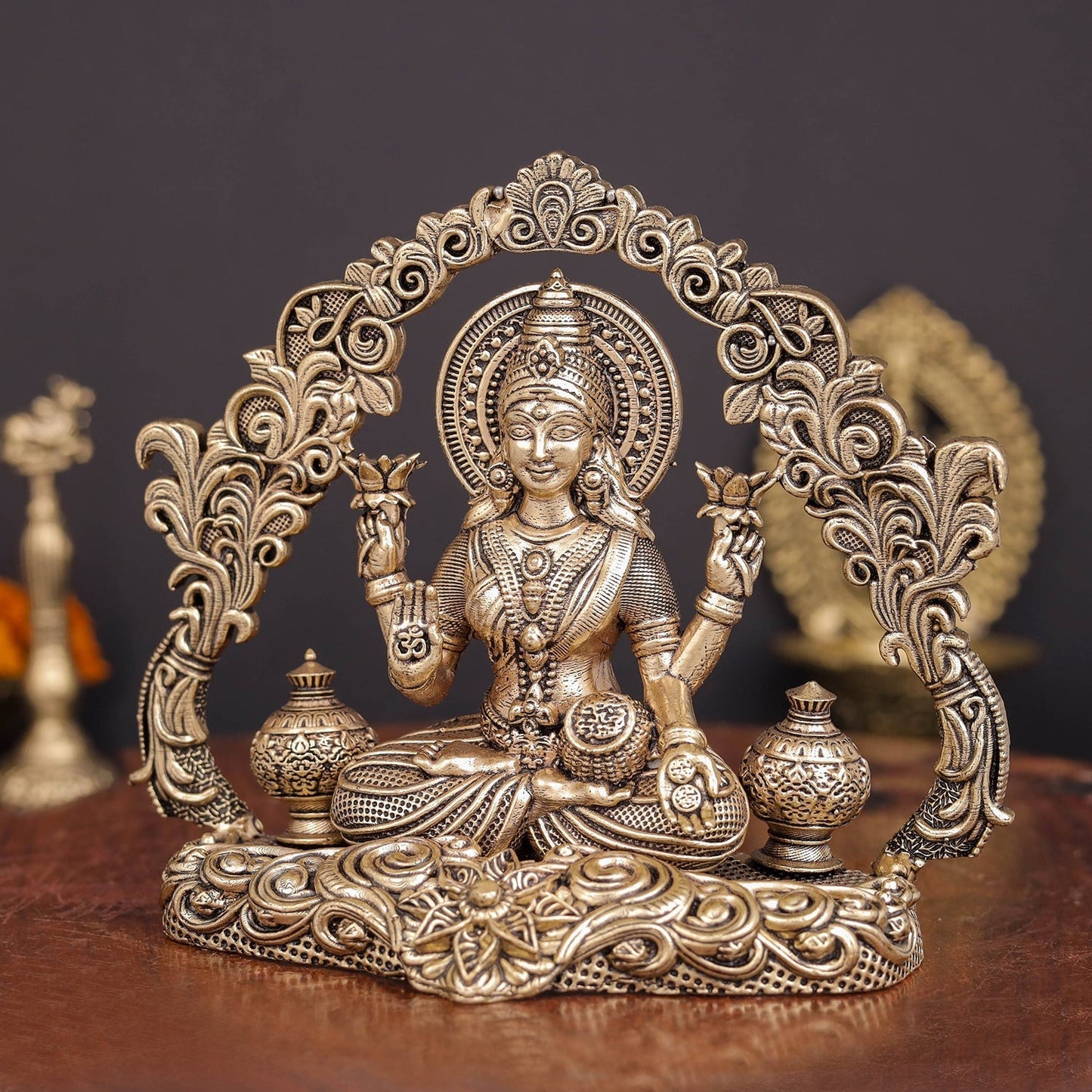 Brass Antique Lakshmi Idol with Arch (Wall Hanging) 4.2"