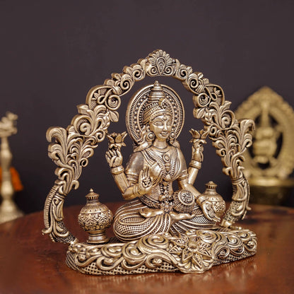 Brass Antique Lakshmi Idol with Arch (Wall Hanging) 4.2" by vendor-unknown - Hindu Gods (View 5)