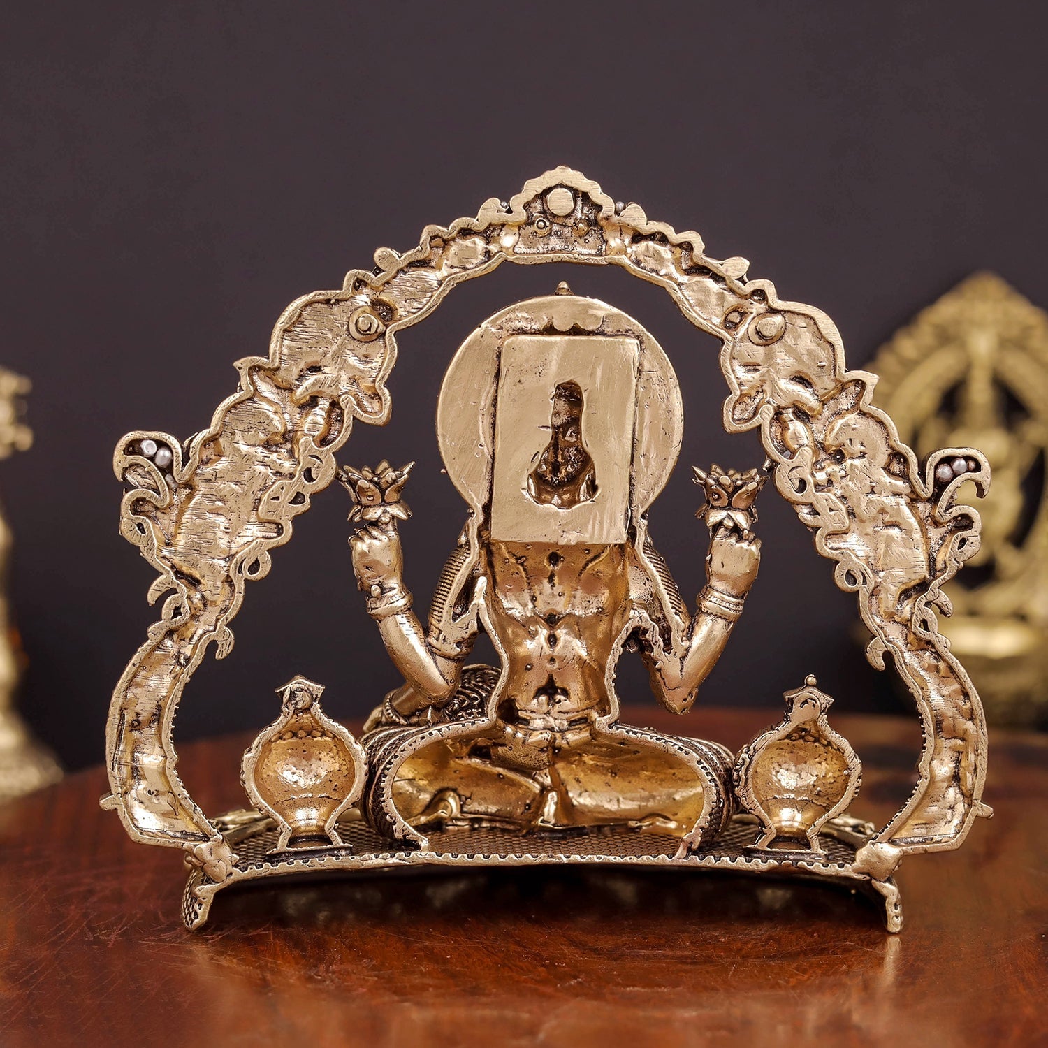 Brass Antique Lakshmi Idol with Arch (Wall Hanging) 4.2" - Image 6