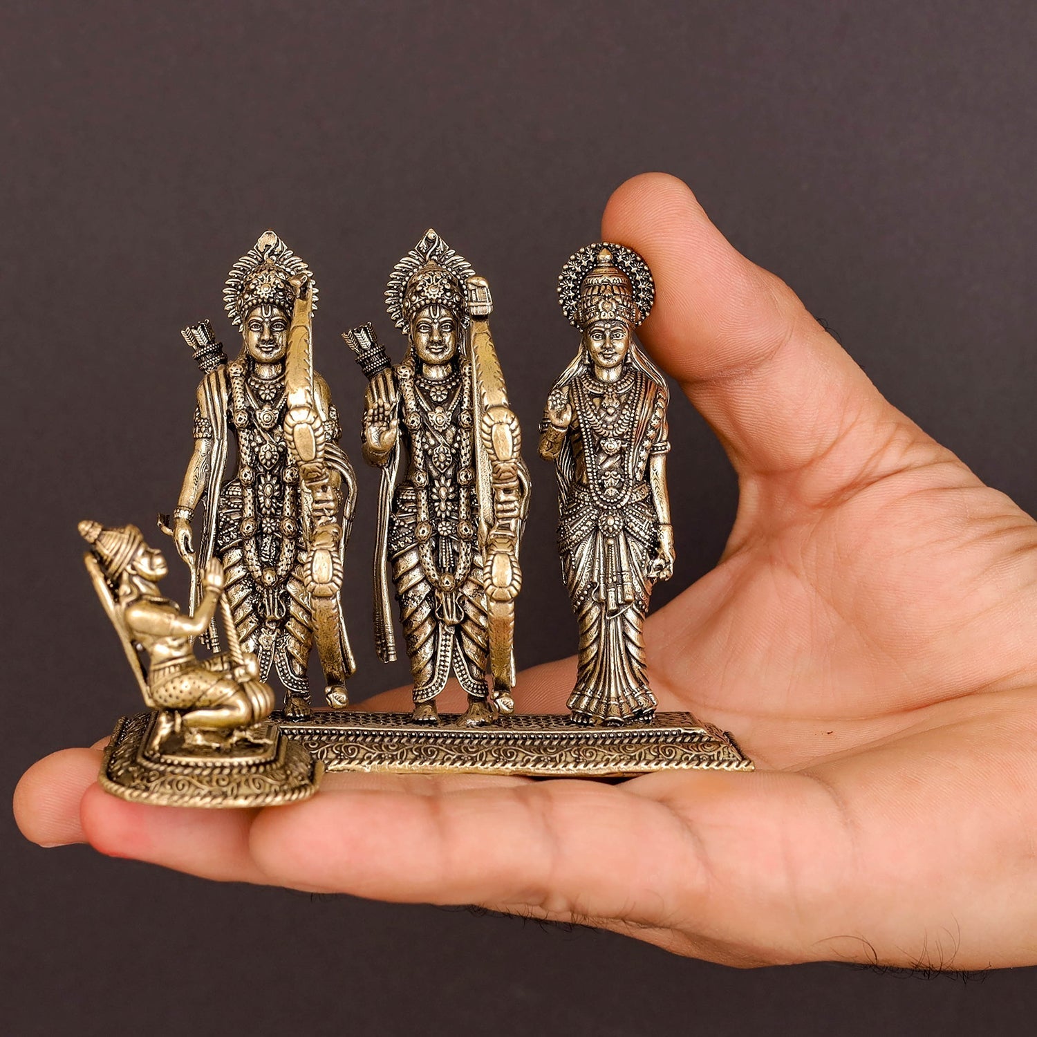 Brass Superfine Ram Darbar Idol With Intricate Carvings 3 Inch - Image 3