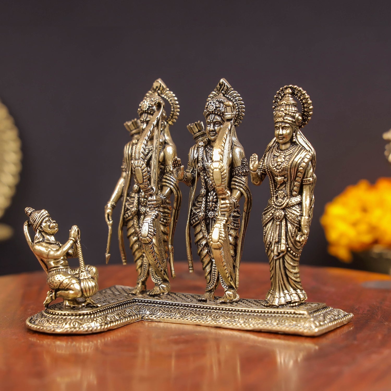 Brass Superfine Ram Darbar Idol With Intricate Carvings 3 Inch - Image 4