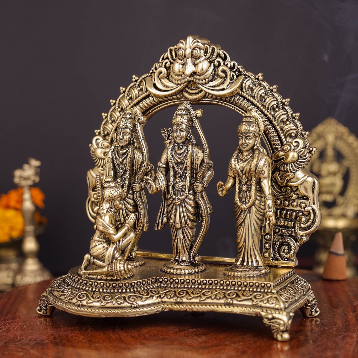 Brass Superfine Ram Darbar Idol For Home Temple Decor 5 Inch - Image 4