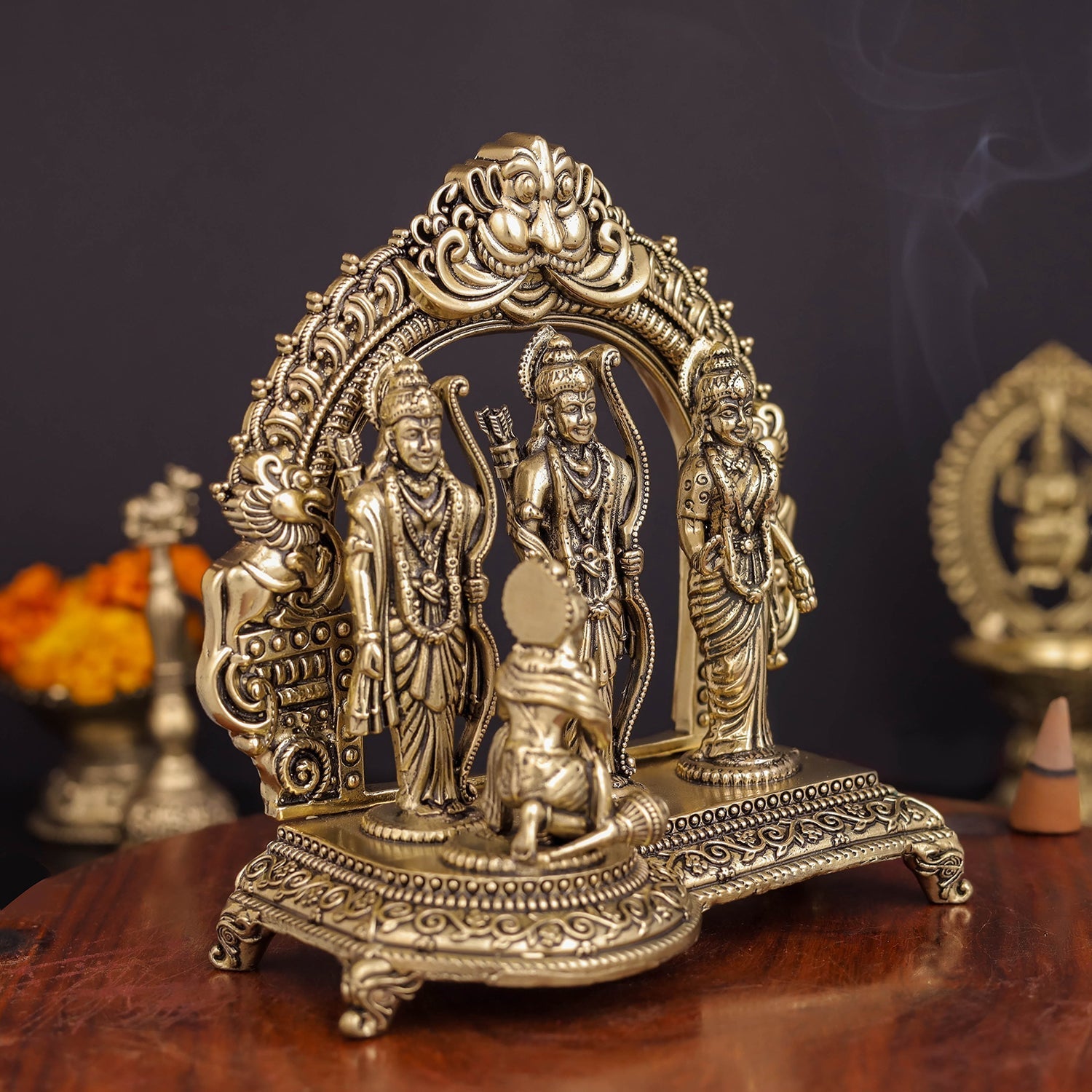 Brass Superfine Ram Darbar Idol For Home Temple Decor 5 Inch - Image 5