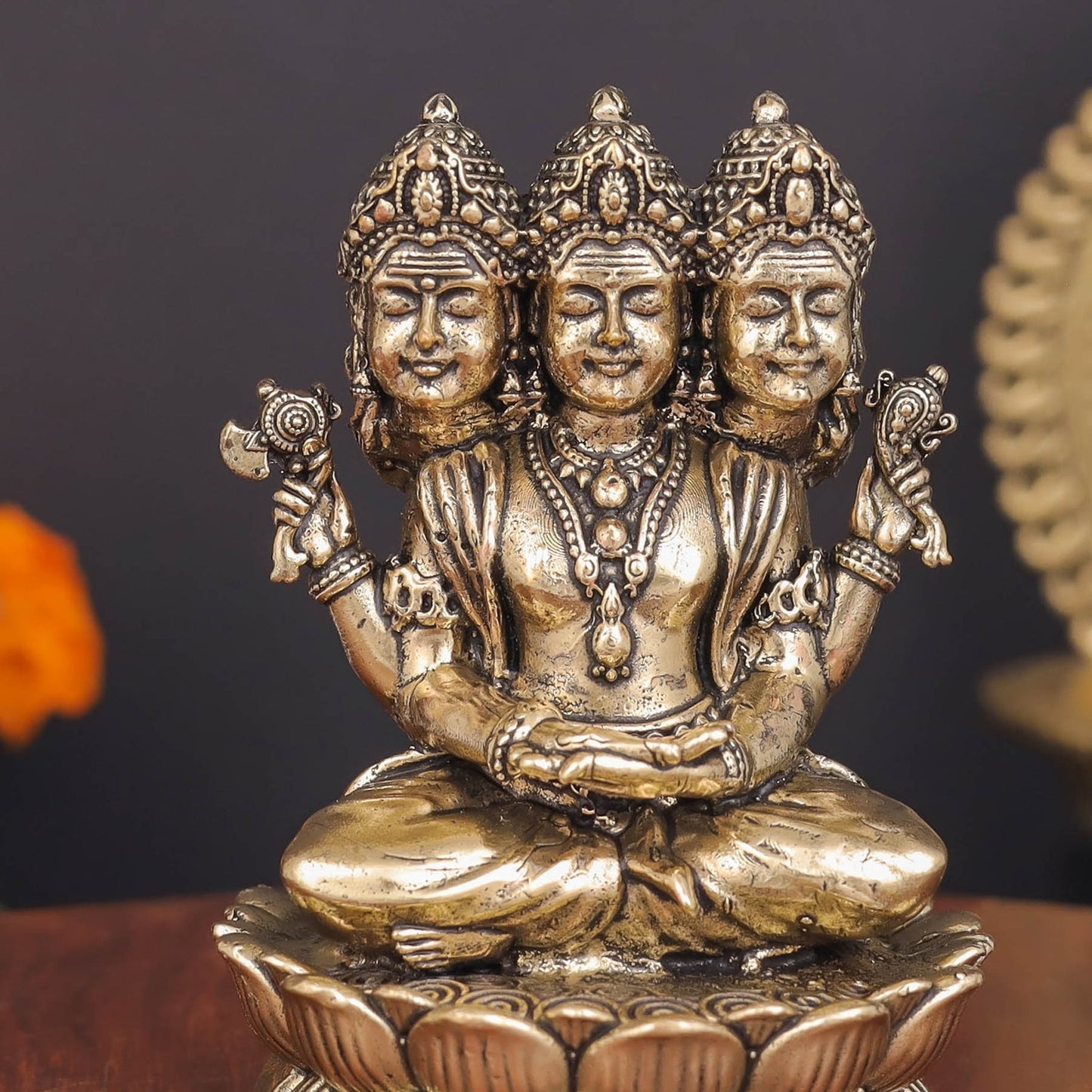 Brass Superfine Seated Lord Brahma Idol 3 Inch