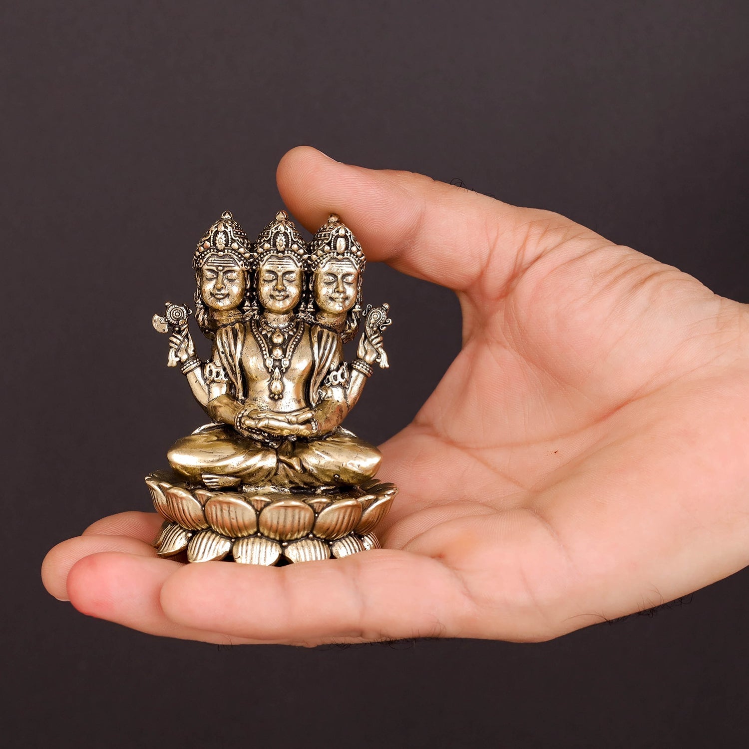 Brass Superfine Seated Lord Brahma Idol 3 Inch - Image 3