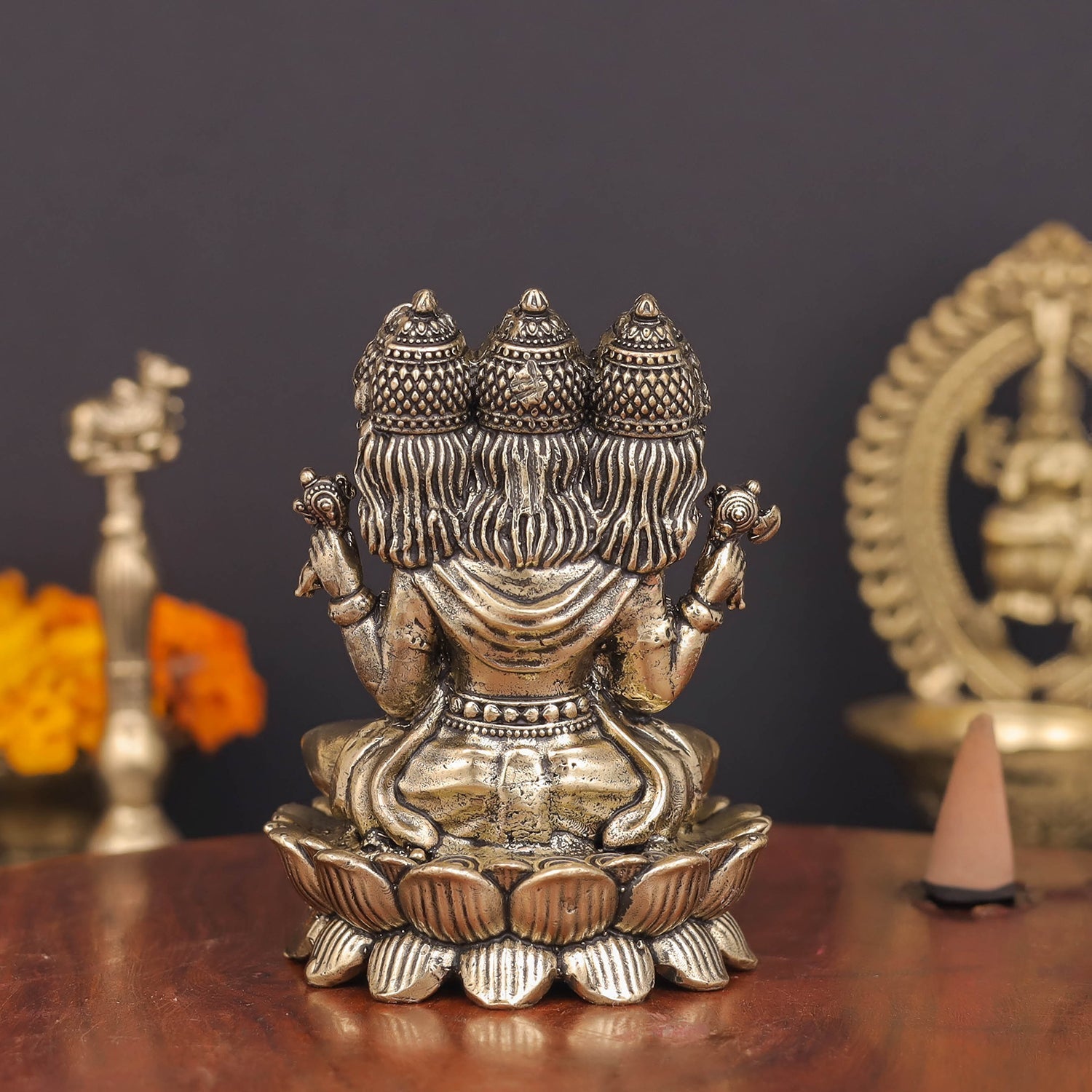 Brass Superfine Seated Lord Brahma Idol 3 Inch - Image 6