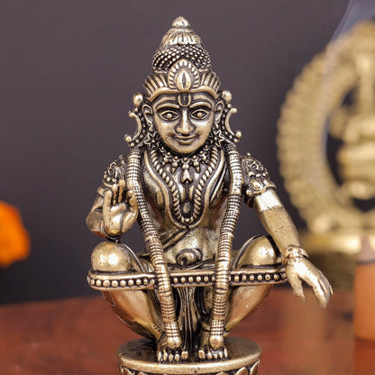 Brass Superfine Ayyappa Swamy Idol 3.5 Inch by vendor-unknown - Hindu Gods (View 2)