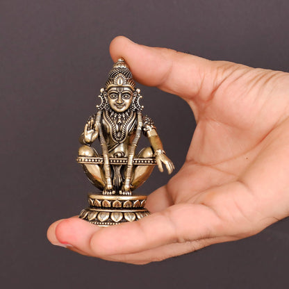 Brass Superfine Ayyappa Swamy Idol 3.5 Inch by vendor-unknown - Hindu Gods (View 3)