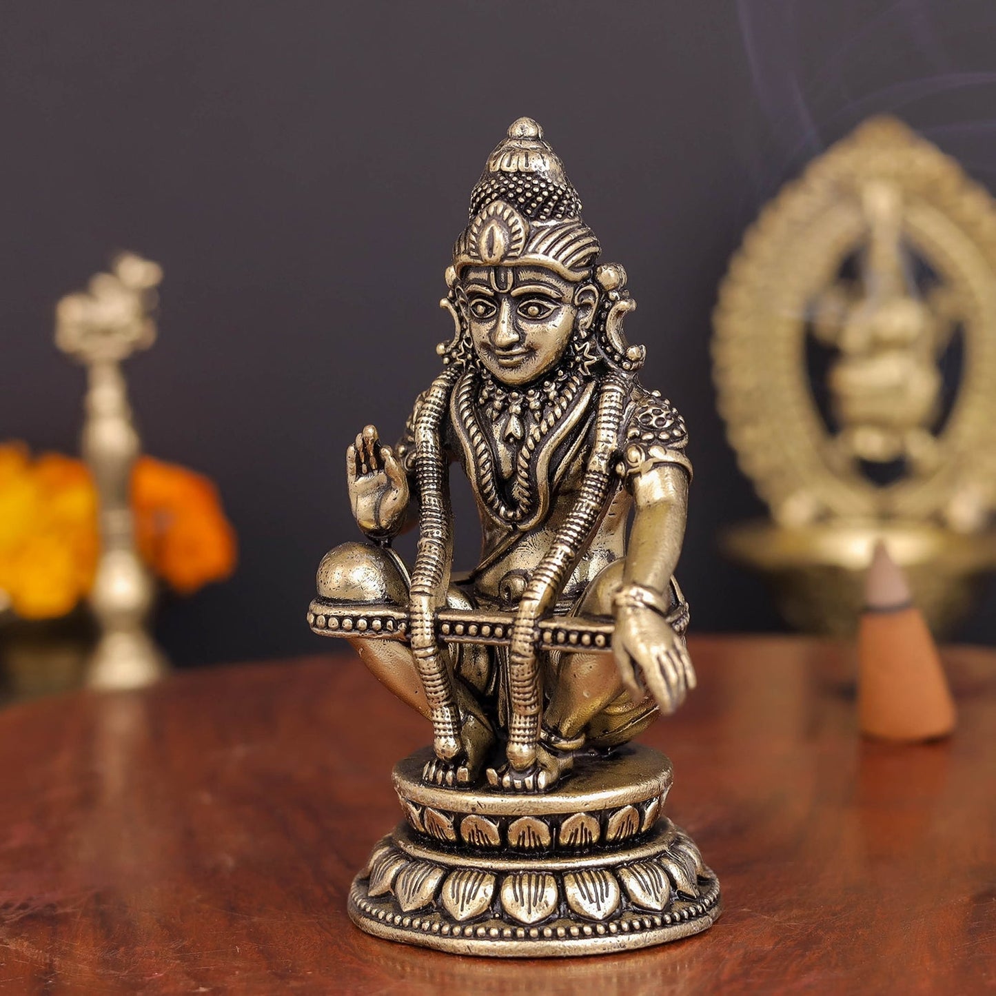 Brass Superfine Ayyappa Swamy Idol 3.5 Inch